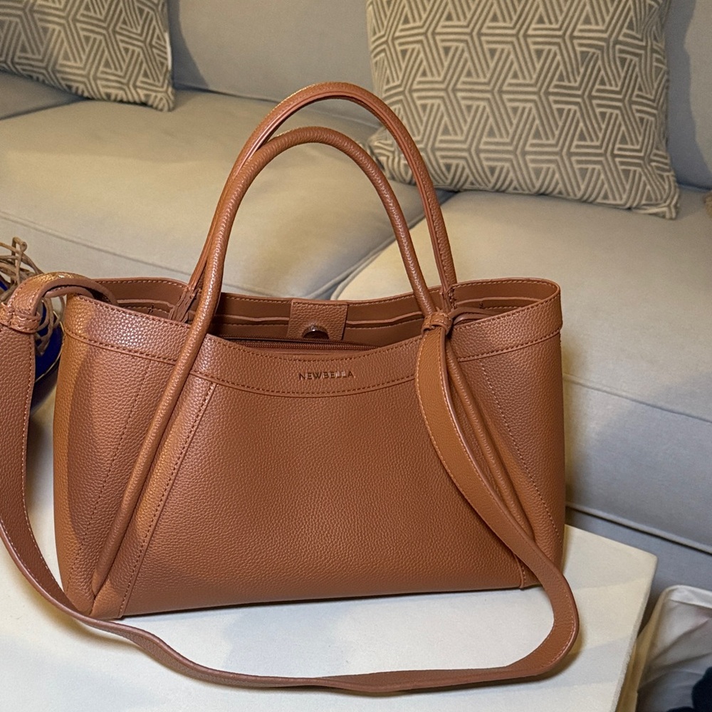 Newbella Tan Leather Tote Bag